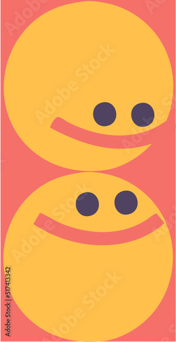 illustration of a smiling faces. Two faces smiling at eachother. Retro 2000 Sticker