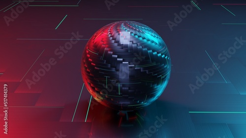 Dark metallic sphere sci fi