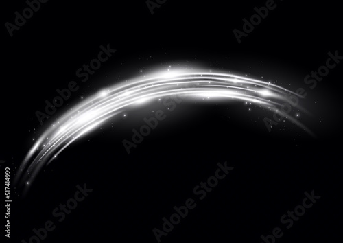 white blur trail wave, wavy line of light speed