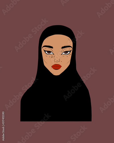 Fashion arabic muslim woman in hijab and abaya. stylish islamic model in hijab. Portrait of a young arab emirati woman in traditional dress. Avatar of stylish muslim woman for social network