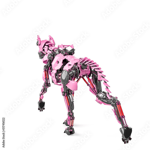 cyber dog in white background rear view © DM7