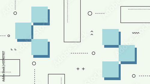  Modern Abstract Background with Retro Memphis Elements and Blue Pastel Color
