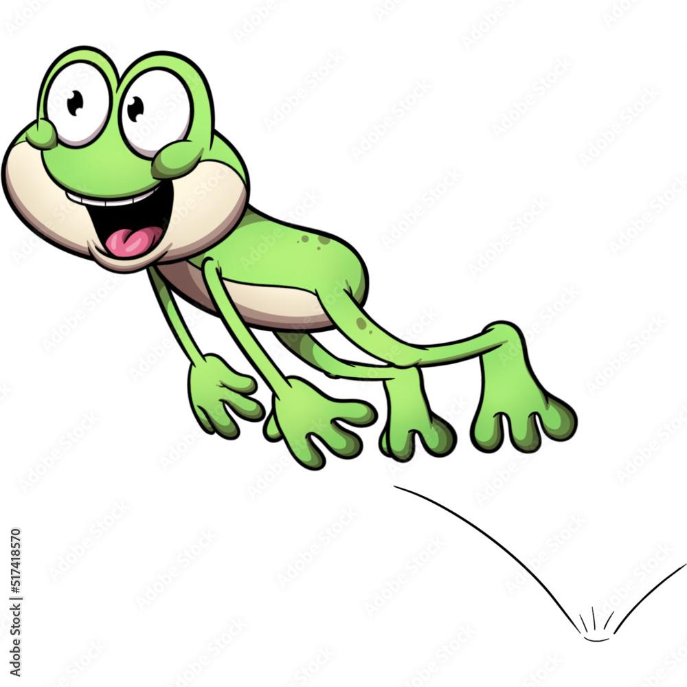 Jumping cartoon frog. Vector clip art illustration with simple ...