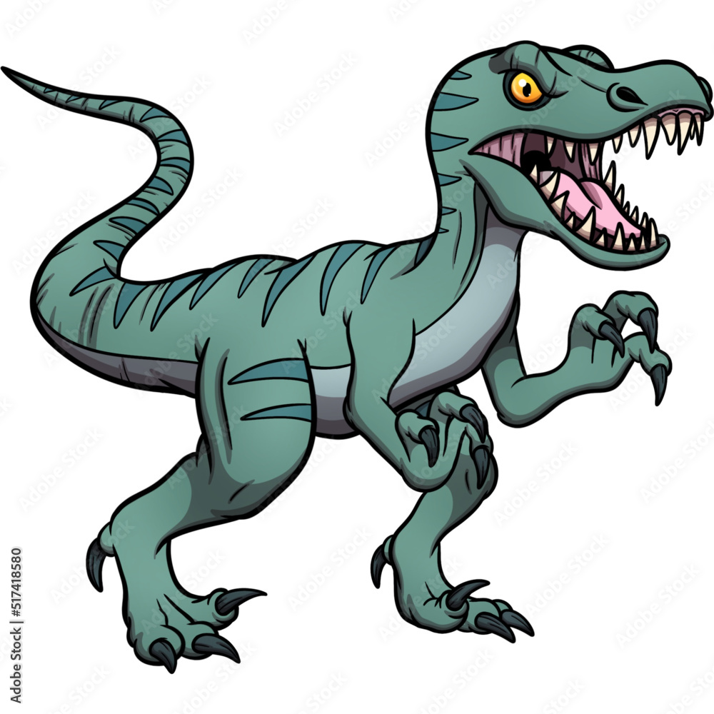 Cartoon Velociraptor. Vector clip art illustration with simple