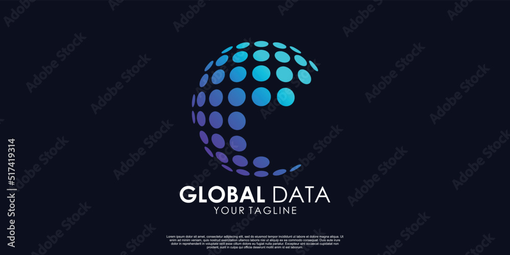 Fototapeta premium Global data logo design Premium Vector