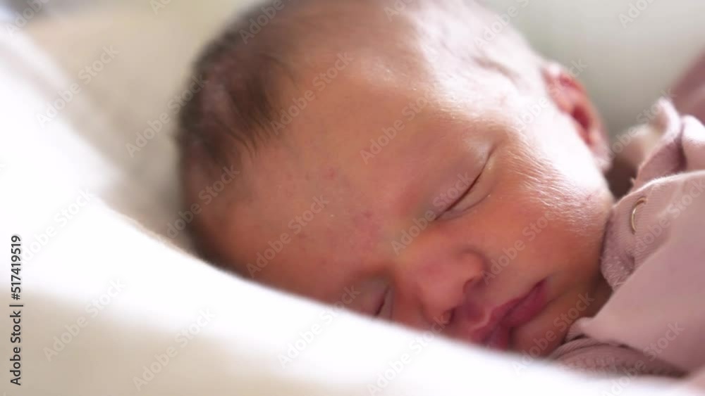 newborn baby sleeping. cute a brunette newborn baby sleeping in bed close up in maternity hospital bedroom lifestyle. happy family kid dream concept. cute newborn baby girl sleeping close up newborn baby sleeping. cute a brunette newborn baby sleeping in bed close up in maternity hospital bedroom lifestyle. happy family kid dream concept. cute newborn baby girl sleeping close up
