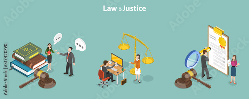 3D Isometric Flat Vector Conceptual Illustration of Law And Justice, Legal Advice and Attorney Service