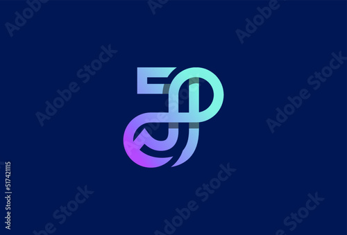 Letter J Infinity Logo design, suitable for technology, brand and company logos design, vector illustration