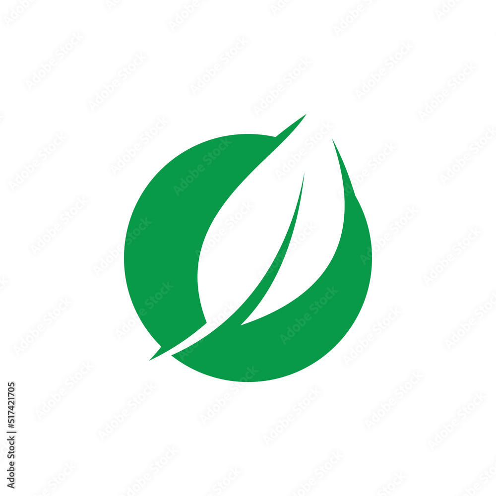 green circle leaf logo design