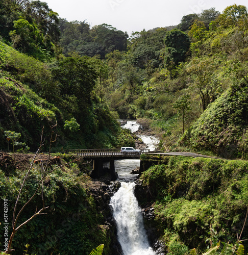 waterfall in the mountains road to Hana