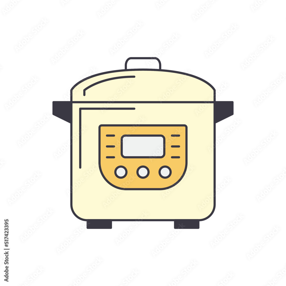Multicooker icon in color, isolated on white background Multicooker icon in color, isolated on white background