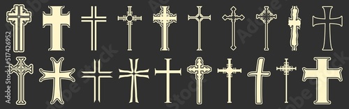 Leinwand Poster Christian crosses icons collection. Religion concept illustration