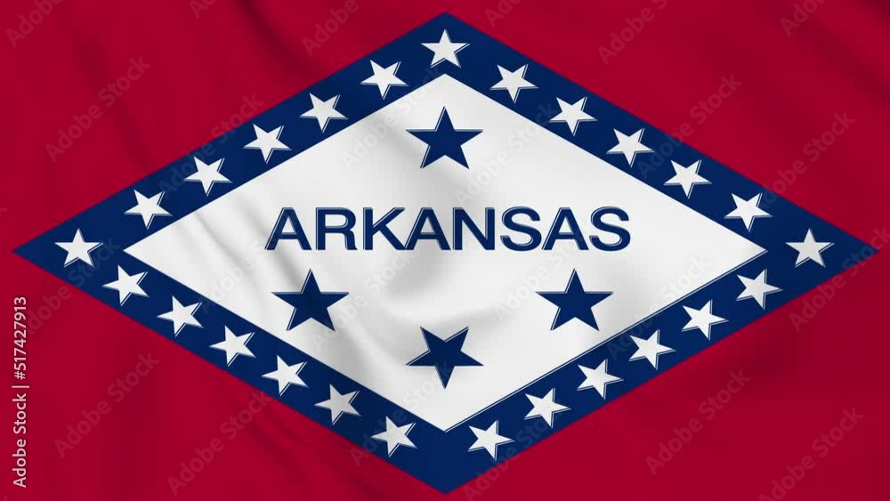 Arkansas flag seamless closeup waving animation. 