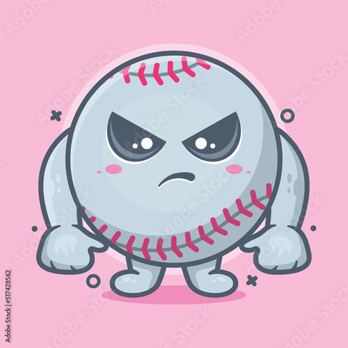serious baseball ball character mascot with angry expression isolated cartoon in flat style design
