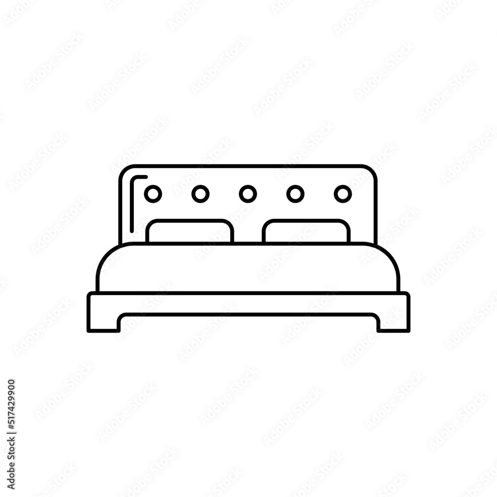 Bed furniture icon in line style icon, isolated on white background Bed furniture icon in line style icon, isolated on white background