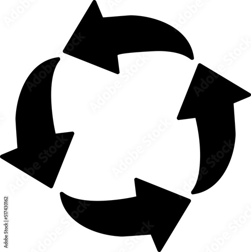 Recycling icon. Symbol for recyclable products or those made of recycled materials. Classical triangle shape. Vector Illustration.eps