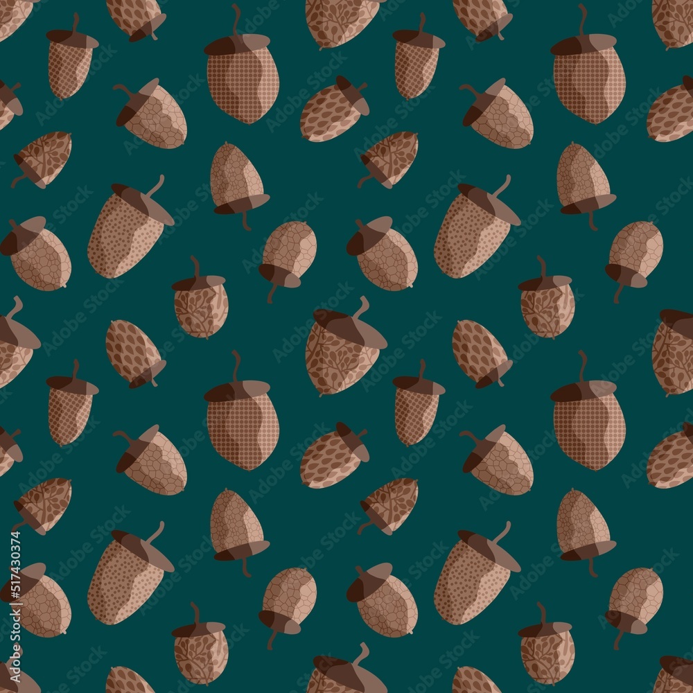 Autumn forest seamless acorns pattern for clothes print and notebooks and fabrics and wrapping paper and school Autumn forest seamless acorns pattern for clothes print and notebooks and fabrics and wrapping paper and school