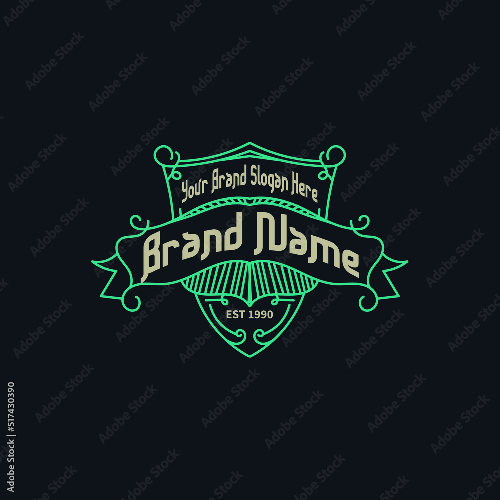 Obraz premium retro logo template for barber shop, coffee shop, cafe, old brand, banner, certificate, quality, premium quality, hotel, personal brand