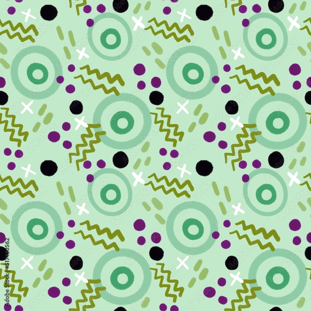 Abstract circle seamless cartoon objects pattern for clothes print and wrapping paper and notebooks
