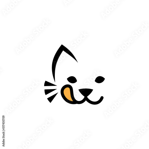 illustration of cute cat playing with tongue