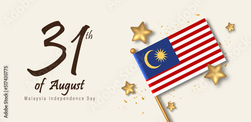 Happy 31st Malaysia Independence Day Vector Illustration. Petronas Tower Design for 65th National Day Poster Banner Template. Twin Tower and Flag of Malaysia