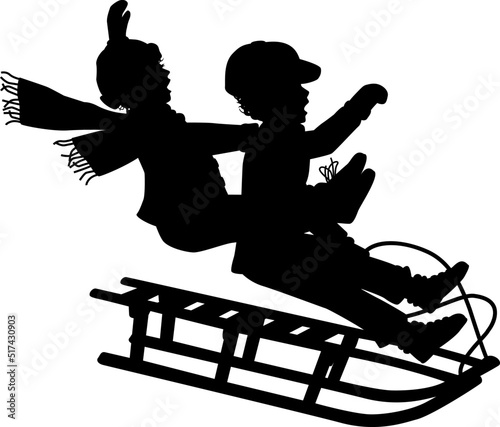 Sledge kids silhouette
