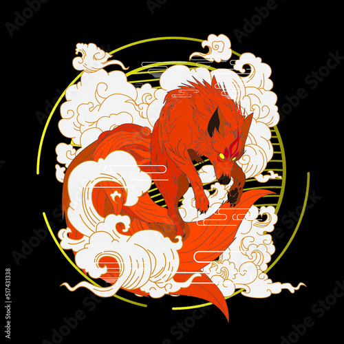 fox illustration with japanese style for kaijune event