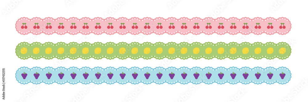 Line illustration graphic of fruit pattern in cute style.