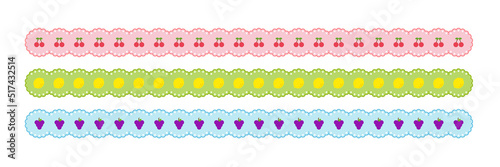Line illustration graphic of fruit pattern in cute style.