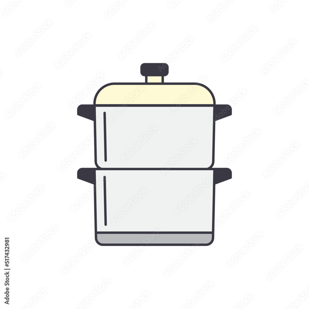 Steamer pan icon in color, isolated on white background Steamer pan icon in color, isolated on white background