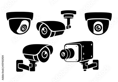 various types of security camera. cctv 

surveillance security camera. security camera 

icons video surveillance cctv sign set

