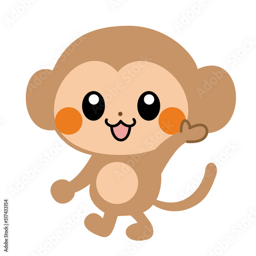 かわいいサルのキャラクターフラットイラスト素材