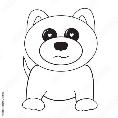 Fototapeta Naklejka Na Ścianę i Meble -  Adorable Dog, Pom Pom dog, Outline drawing for Coloring Vector Illustration on White Background