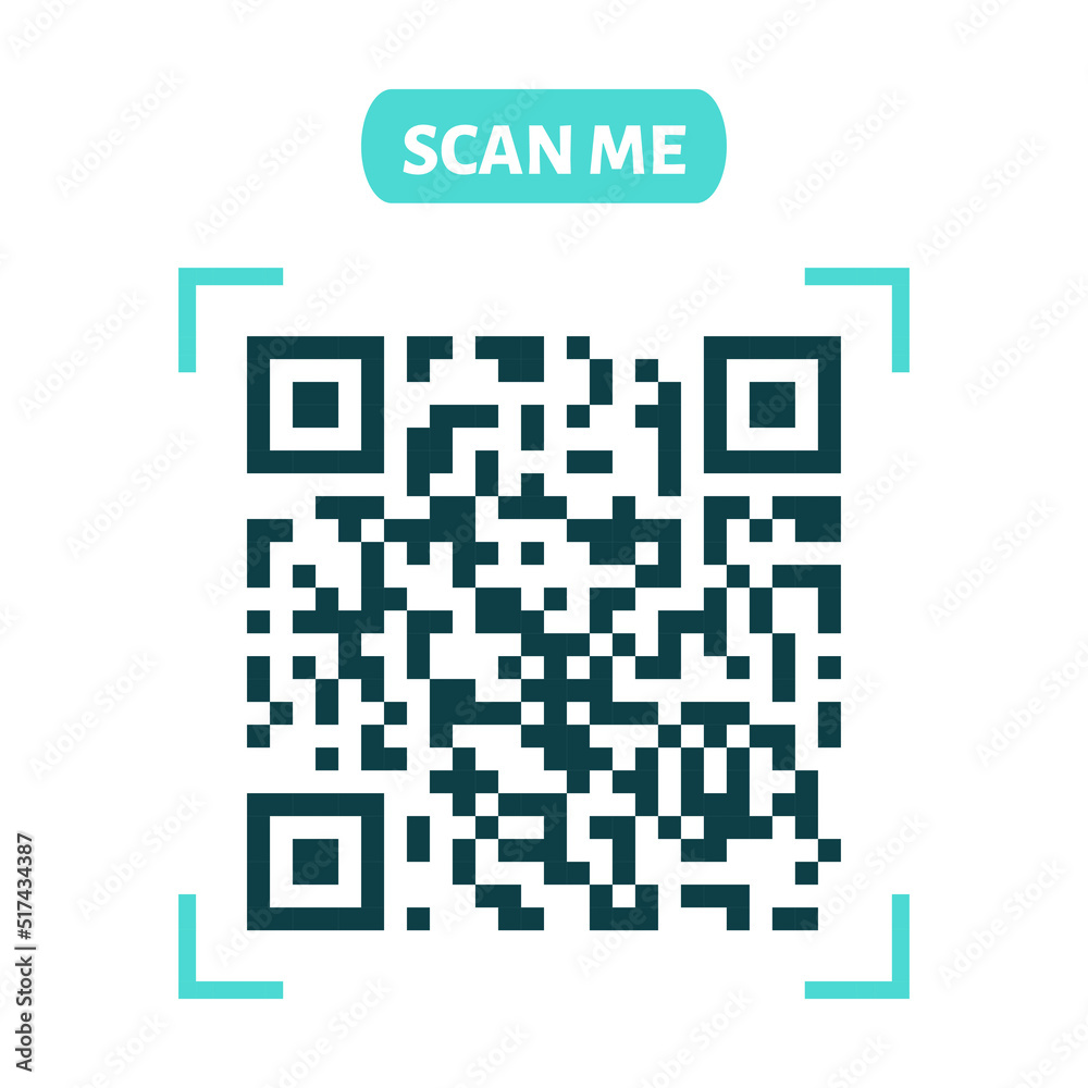 Scan me QR code design. QR code for payment, text transfer with scan me button. Vector illustration isolated in white background Scan me QR code design. QR code for payment, text transfer with scan me button. Vector illustration isolated in white background