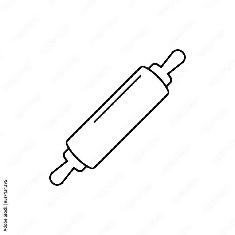 Rolling pin icon in line style icon, isolated on white background
