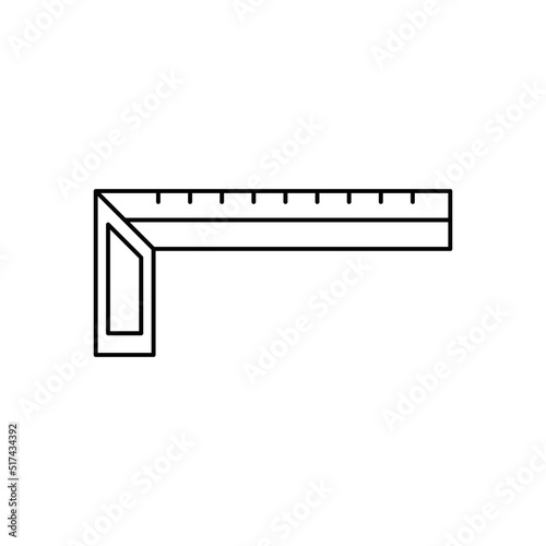 Measure tool, pencil and L square ruler icon in line style icon, isolated on white background