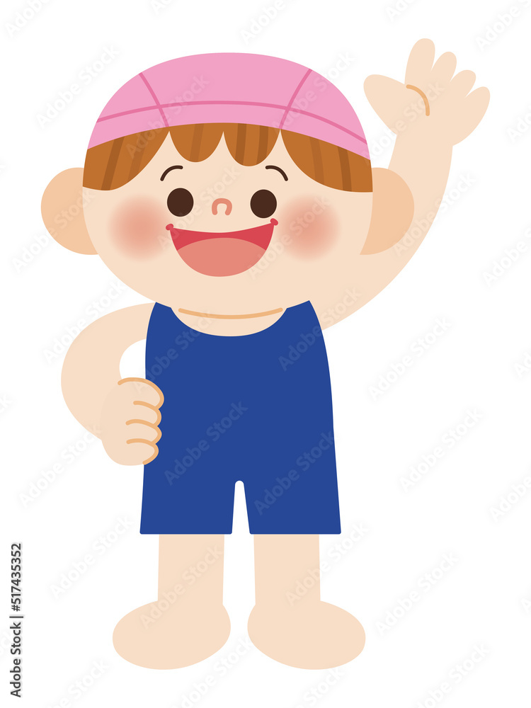 泳ぐのが楽しみな水着の女の子のイラスト 泳ぐのが楽しみな水着の女の子のイラスト
