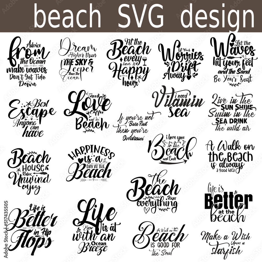 Vetor de Summer Beach Bundle SVG, Beach Svg Bundle, Summertime, Funny ...