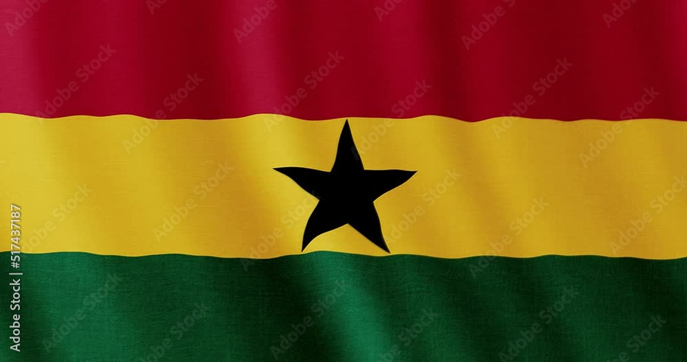 4k seamless loop animation of the Ghana flag. Ghanaian flag backdrop seamless animation. 4k seamless loop animation of the Ghana flag. Ghanaian flag backdrop seamless animation.