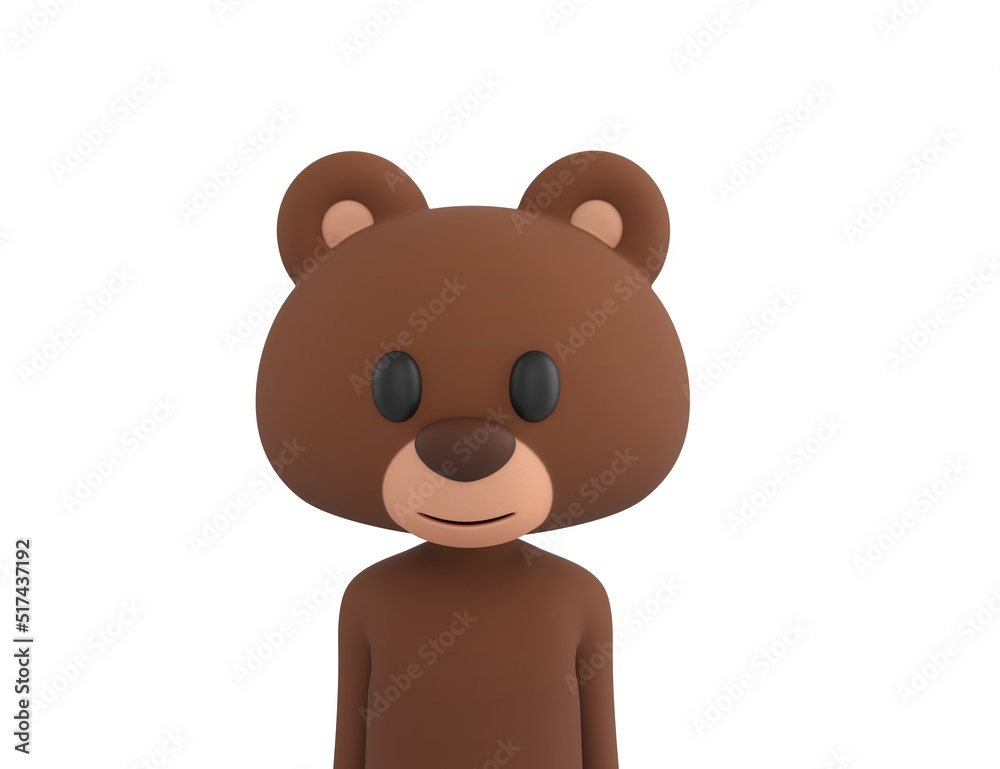 Fototapeta premium Bear character close up portrait in 3d rendering.