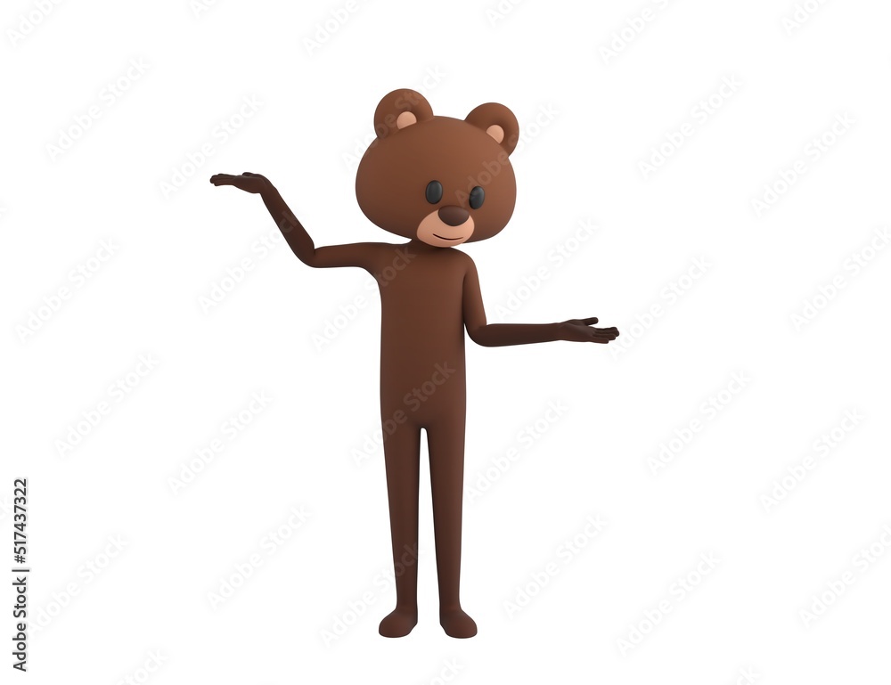 Obraz premium Bear character choosing between two alternatives in 3d rendering.