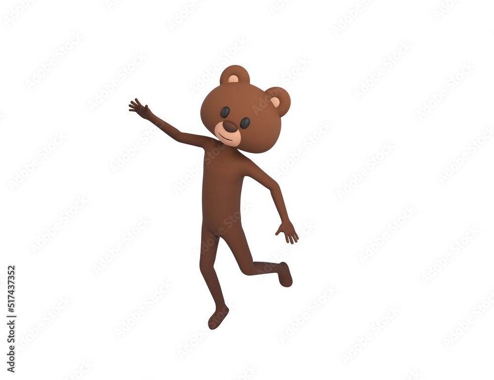 Obraz premium Bear character floating in the air in 3d rendering.