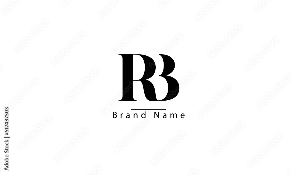 RB BR R B abstract vector logo monogram template - obrazy, fototapety, plakaty 