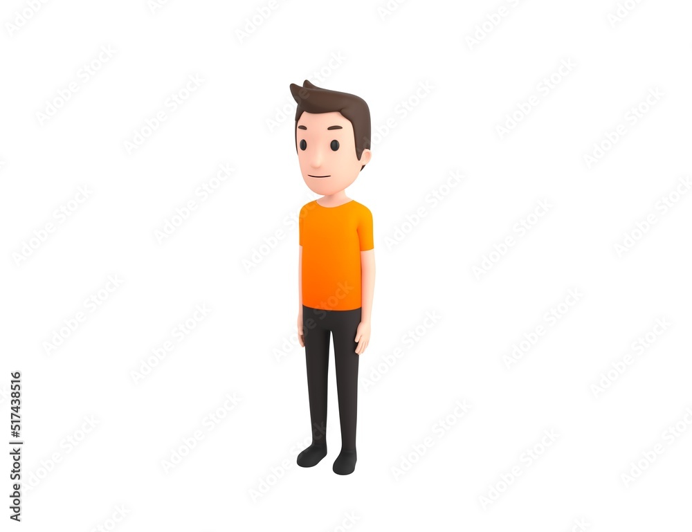 Man wearing Orange T-Shirt character standing in 3d rendering. Man wearing Orange T-Shirt character standing in 3d rendering.