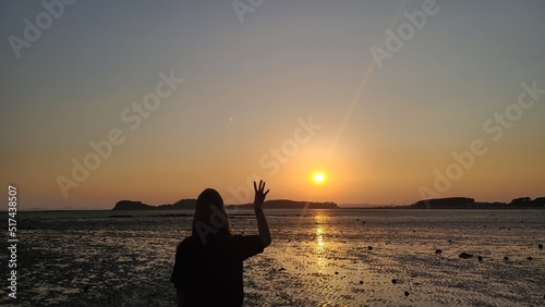 Goodbye to sunset in Dae-bu-do in South Korea photo