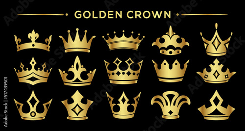 Royal  golden crown isolated on black background stock vector illustration