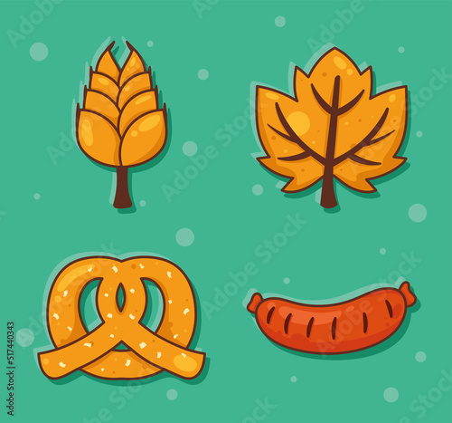 four oktoberfest celebration icons