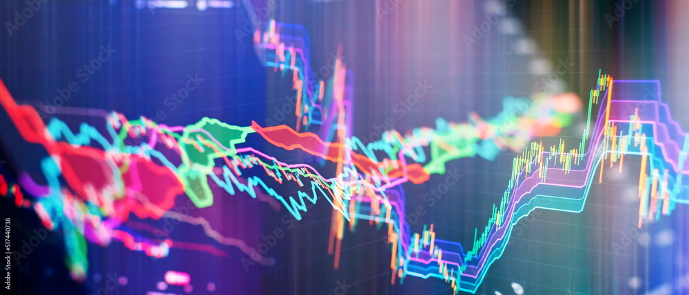 Financial Instrument Background Finance and investment concept. Charts of financial instruments with ...