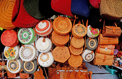 Many kind of souvenirs,selling on the market in Tampaksiring Village,Gianyar regency of Bali Indonesia