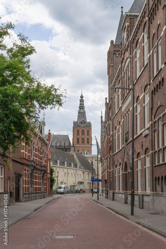 The Sint Josephstraat in the direction of St. John's Cathedral in Den Bosch, North Brabant, the Netherlands. July 16 2022.